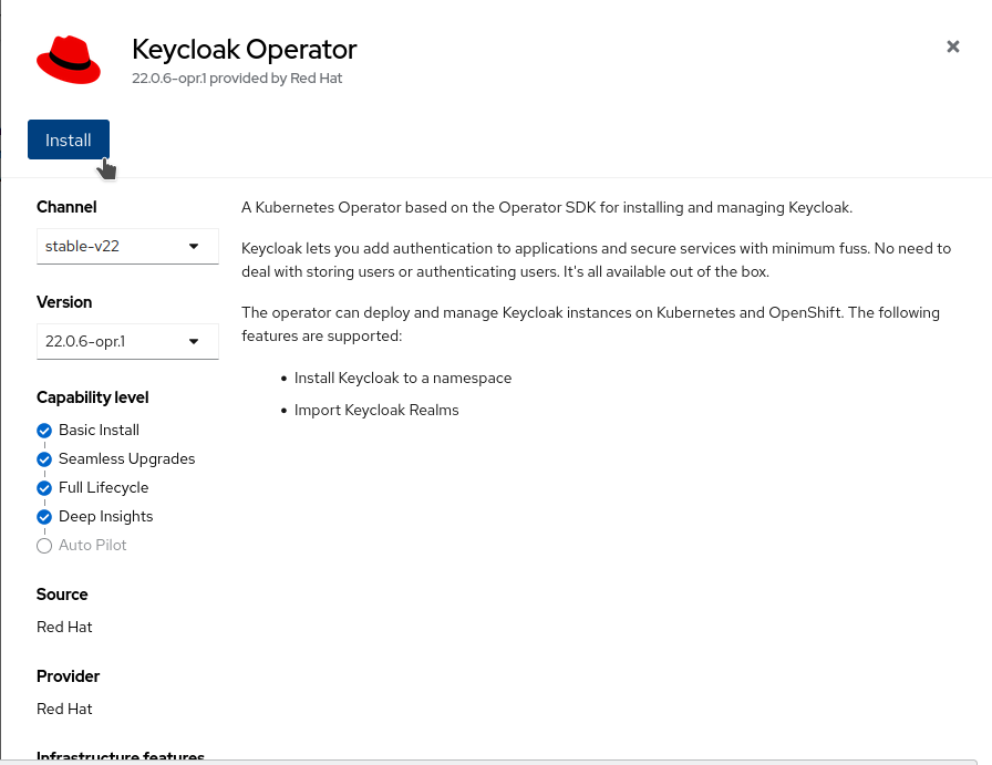install rhbk operator