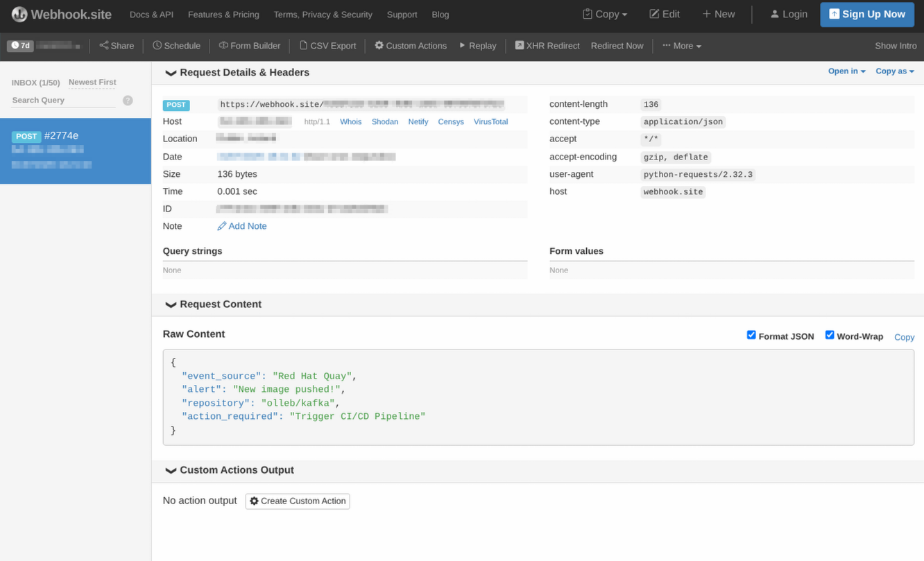 Webhook payload