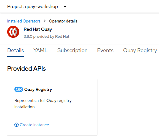 create quay instance
