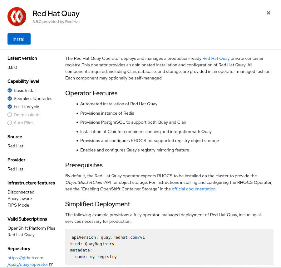 quayoperator install