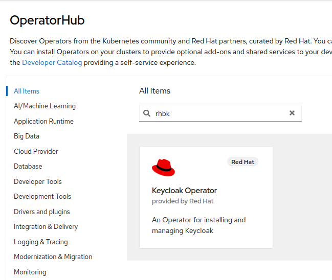 operatorhub rhbk