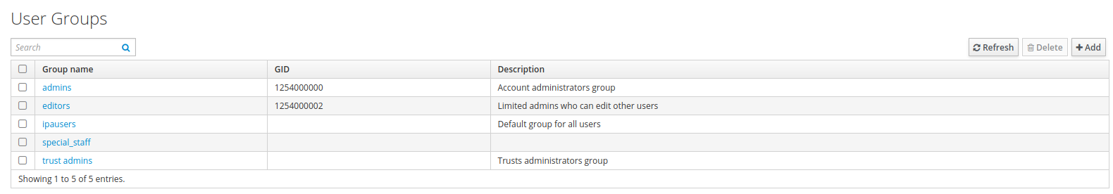 ldap groups list